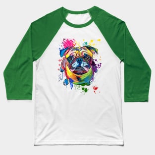 Splatter Paint Pug Baseball T-Shirt